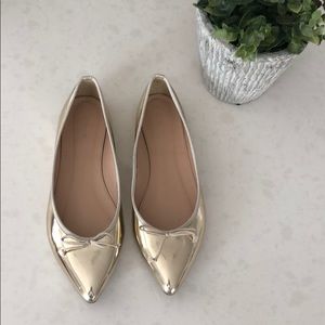 Jcrew Gold Patent Leather Pointed Toe Flats